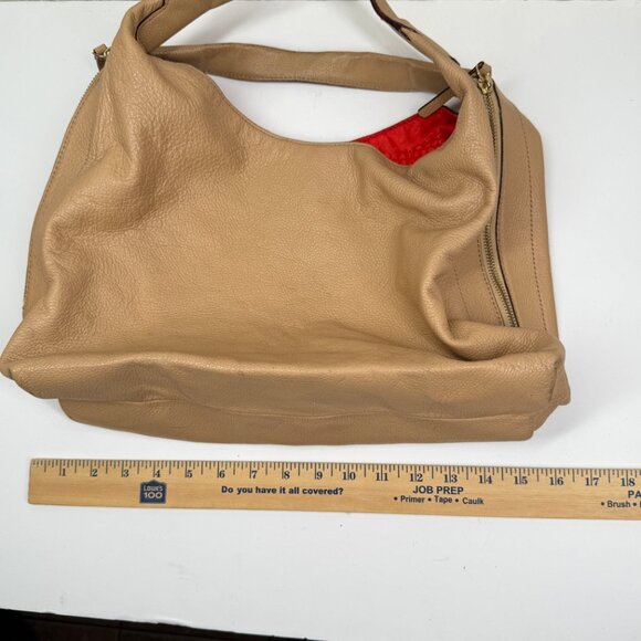 Kate Spade Mansfield Juniper Hobo Shoulder Bag Beige Leather Dual Zip Slouchy - Picture 12 of 16